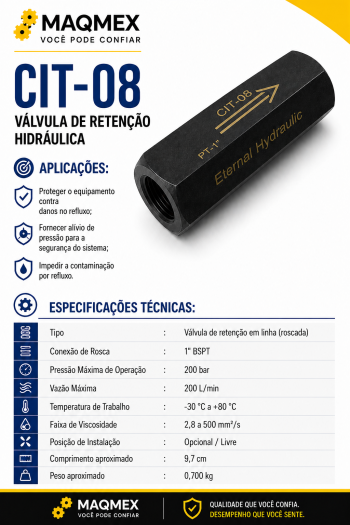 Válvula Hidráulica de Retenção em Linha CIT-08 1"