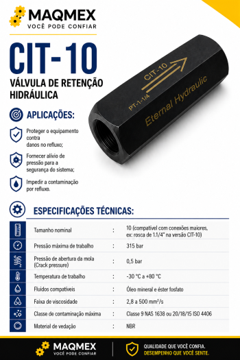 Válvula Hidráulica de Retenção em Linha CIT-10 1.1/4"