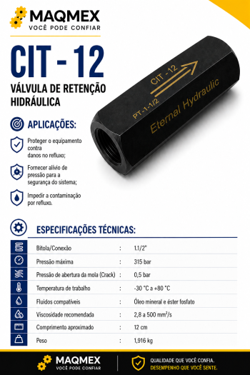 Válvula Hidráulica de Retenção em Linha CIT-12 1.1/2"